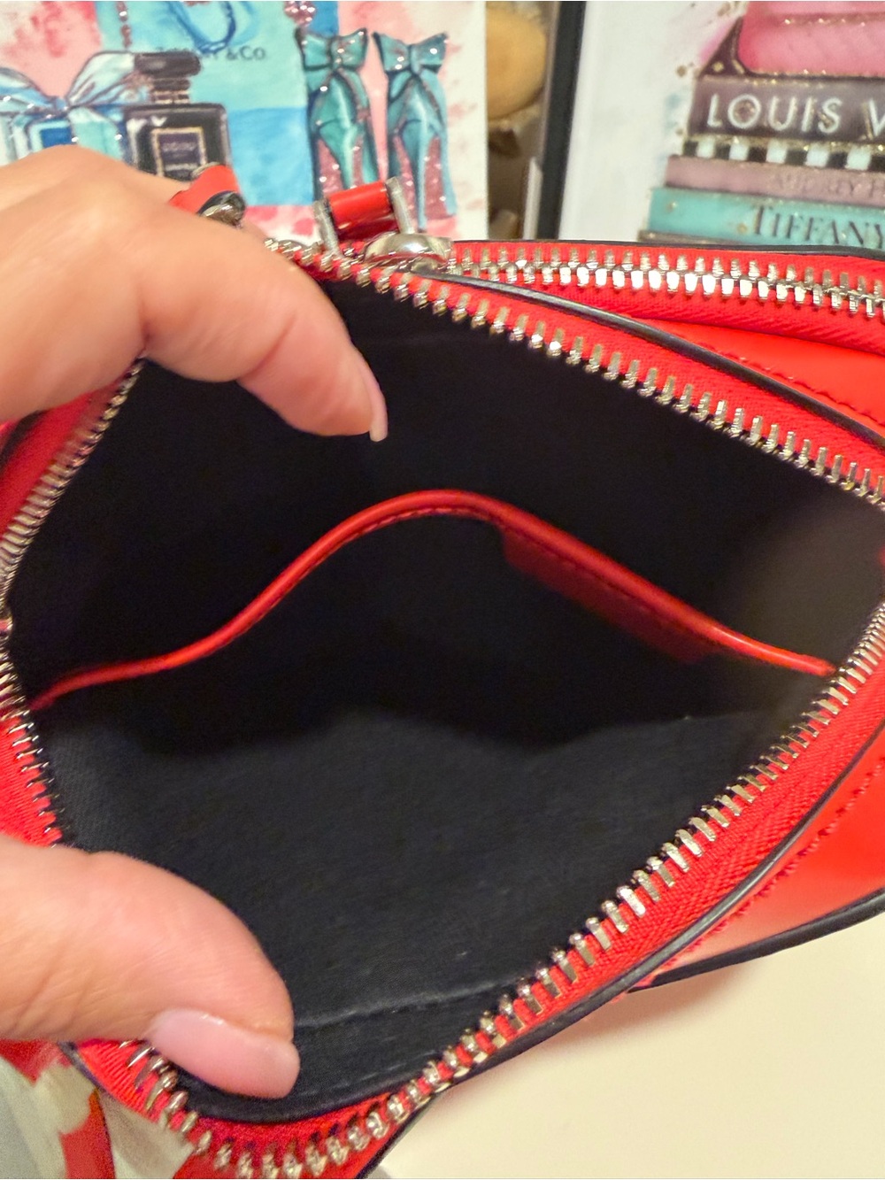 Salvatore Ferragamo Red Embossed Patent Leather Crossbody - Picture 9 of 13